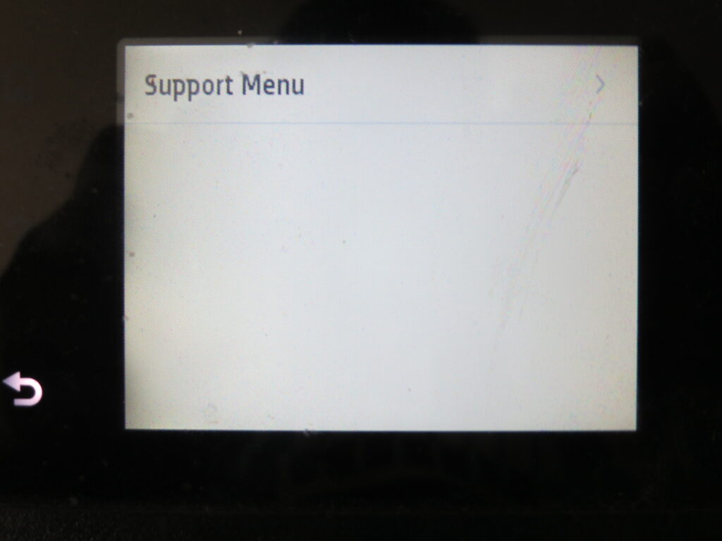 A screen with "Support Menu" as the only option